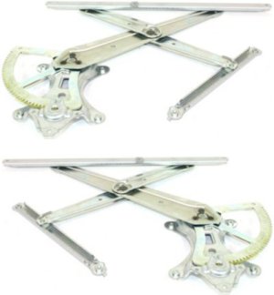 Front Window Regulator Pair/Set for Toyota 4Runner (2003-2009) / FJ Cruiser (2007-2014), Power, Right (Passenger) and Left (Driver), w/o Motor, Replacement
