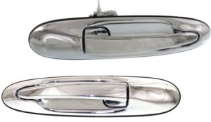 Rear Exterior Door Handle Pair/Set for 1998-2002 Lincoln Town Car, Right (Passenger) and Left (Driver), All Chrome Replacement