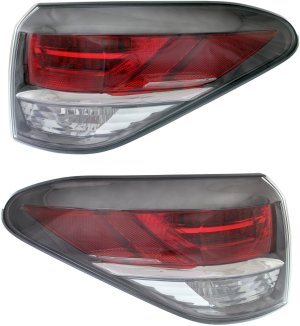 Tail Light Assembly Pair/Set for Lexus RX350 / RX450H 2013-2015, Right (Passenger) and Left (Driver), Outer, Canada Built Vehicle Replacement
