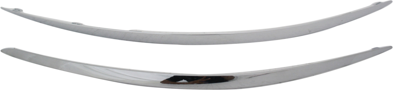Pair/Set - Front Bumper Molding Impact Strip for Mercedes-Benz E-Class 2007-2009, Right (Passenger) and Left (Driver), Chrome, Sedan/Wagon, Replacement