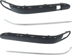 Front Bumper Molding Pair/Set for Mercedes-Benz C-Class 2001-2007 Sedan, Right (Passenger) and Left (Driver), Primed (Ready to Paint), without Parktronic, with Avantgarde and Elegance Package, Replacement