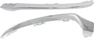 Front Bumper Molding Pair/Set for Mercedes-Benz C300 (2015-2018), C400 (2015), Right (Passenger) and Left (Driver), Chrome, w/ AMG/Sport Package, w/o Night Package (Sedan 2015-2016/Coupe); Replacement