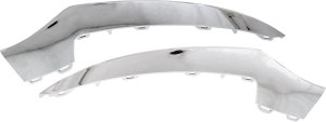 Front Bumper Molding Pair/Set for Mercedes-Benz E-Class 2014-2017, Includes Right (Passenger) and Left (Driver), Chrome Outer, with AMG Styling Package, without Night Package, Convertible/Coupe Compatible Replacement.