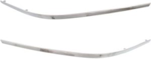 Front Bumper Molding Pair/Set for 2010-2013 Mercedes-Benz E-Class, Right (Passenger) and Left (Driver), Outer, Chrome, without AMG Styling Package, Coupe/Convertible Replacement