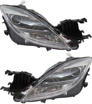 Headlight Pair/Set for 2009-2010 Mazda 6, Includes Right (Passenger) and Left (Driver) with Lens and Housing, Halogen - Replacement