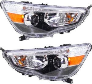 Headlight Assembly Pair/Set for Mitsubishi Outlander Sport/RVR 2011-2019, Right (Passenger) and Left (Driver), Halogen, Excludes SE Model, Replacement