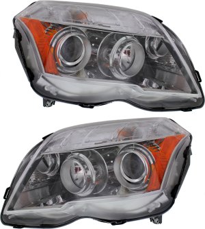 Headlight Assembly for Mercedes-Benz GLK350 2010-2012, Right (Passenger) and Left (Driver), Halogen, Replacement Pair/Set