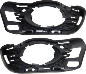 Front Fog Light Molding Pair/Set for Mercedes-Benz C-Class 2008-2011, Right (Passenger) and Left (Driver), Textured Black, without AMG Package, with Sport Package and Bi-Xenon Headlights Replacement