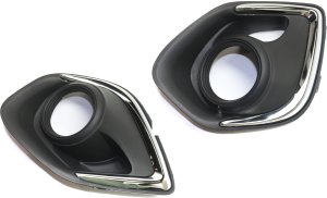 Front Fog Light Molding Pair/Set for Mitsubishi Outlander Sport/RVR 2013-2015, Right (Passenger) and Left (Driver), Chrome, Without LED Daytime Running Light, Replacement