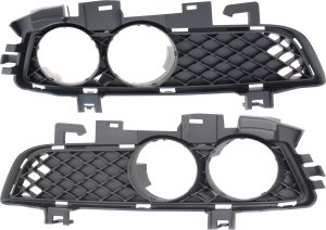Front Fog Light Molding Pair/Set for Mercedes-Benz E-Class 2010-2013, Right (Passenger) and Left (Driver), Primed (Ready to Paint), excluding AMG Package, with Cornering Lights, Daytime Running Lights, Convertible/Coupe Replacement