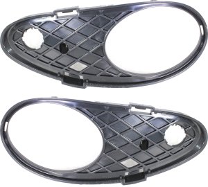 Front Fog Light Molding Pair/Set for Mercedes-Benz C-Class 2001-2007 Sedan/Wagon, Right (Passenger) and Left (Driver), Primed (Ready to Paint), w/o AMG Styling Package Replacement