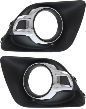 Front Fog Light Molding Pair/Set for 2011-2012 Mitsubishi Outlander Sport/RVR, Right (Passenger) and Left (Driver), Chrome Garnish Replacement