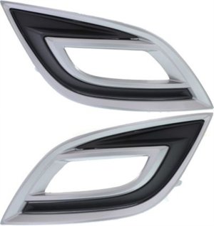 Front Fog Light Molding Pair/Set for Mazda CX-9 2010-2012, Right (Passenger) and Left (Driver), Paint to Match, Replacement