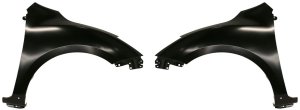 Front Fender Pair/Set for 2010-2013 Mazda Mazda 3 Hatchback (2.0L/2.5L Eng.), Right (Passenger) & Left (Driver), Primed (Ready to Paint), without Stone Guard and Side Signal Light Replacement