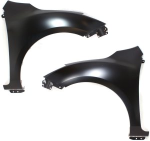 Front Fender Pair/Set for 2010-2013 Mazda Mazda 3, Right (Passenger) and Left (Driver), Primed (Ready to Paint), Hatchback (2.0L/2.5L Eng.) /Sedan, with Stone Guard, without Side Signal Light - Replacement