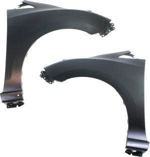 Front Fender Steel Pair/Set for Mazda Mazda 5 (2012-2017), Primed (Ready to Paint), Right (Passenger) and Left (Driver) with Rocker Molding Hole, Replacement