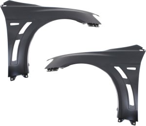 Front Fender Pair/Set for Mitsubishi Lancer Evolution Model 2008-2015, Right (Passenger) and Left (Driver), Primed (Ready to Paint), Steel Replacement