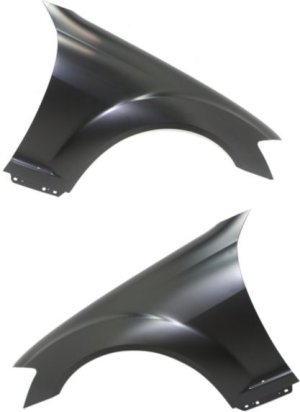 Front Fender Pair/Set for 2007-2013 Mercedes-Benz S-Class, Right (Passenger) and Left (Driver), Primed (Ready To Paint), Steel, Replacement