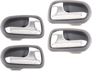 Front and Rear Inside Door Handle Pair/Set for Mazda 626 (1993-1997) and Protege (1995-2003), Right (Passenger) and Left (Driver), Pair/Set of 4, Chrome + Gray, Replacement