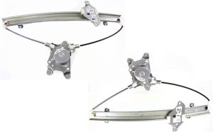 Front Window Regulator Pair/Set for 2002-2007 Mitsubishi Lancer ES/LS/OZ Rally Models, Right (Passenger) and Left (Driver), Power, Without Motor, Replacement