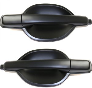 Rear Exterior Door Handle Pair/Set for Mitsubishi Endeavor 2004-2011, Right (Passenger) and Left (Driver), Primed (Ready to Paint) Black, Plastic, Replacement
