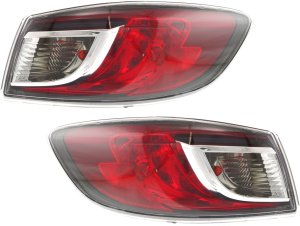 Tail Light Assembly for Mazda 3 2010-2013, Sedan, Right (Passenger) & Left (Driver), Outer, Halogen/Standard Type, Replacement Pair/Set