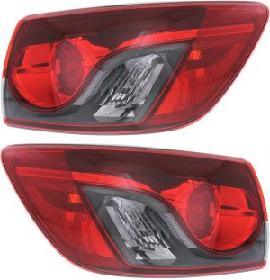 Tail Light Assembly Pair/Set for Mazda CX-9 2013-2015, Outer, Halogen, Right (Passenger) and Left (Driver), Replacement