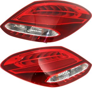 Tail Light Assembly Pair/Set for Mercedes-Benz C-Class Sedan 2015-2018, Halogen, Right (Passenger) and Left (Driver), with Halogen Headlights, without Premium Package, Replacement