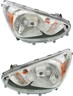 Headlight Assembly for 2014-2020 Mitsubishi Mirage, Right (Passenger) and Left (Driver) Pair/Set, Replacement