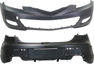 Front and Rear Bumper Cover Set for Mazda Mazda 3 Hatchback 2007-2009, Primed (Ready to Paint), Replacement