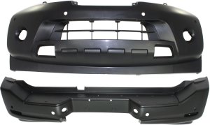 Front and Rear Bumper Cover Set for Nissan Armada 2008-2015, Primed (Ready to Paint), with Park Distance Sensors, Replacement