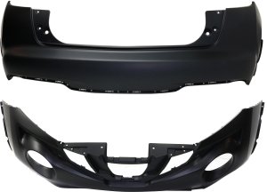 Front and Rear Bumper Cover Set for Nissan Juke 2015-2017, Primed (Ready to Paint), Fits S/SL/SV Models - Replacement