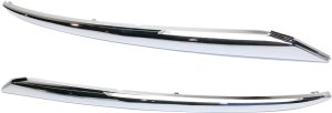 Front Bumper Molding Pair/Set for 2013-2016 Nissan Pathfinder, Includes Right (Passenger) & Left (Driver) Side Molding, Chrome Finish, Replacement