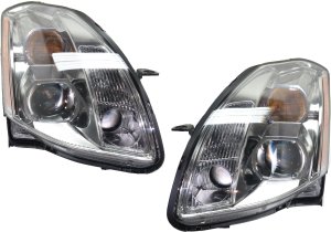 Headlight Assembly Pair/Set for 2004-2006 Nissan Maxima, Halogen, Includes Right (Passenger) and Left (Driver) Lights, Replacement