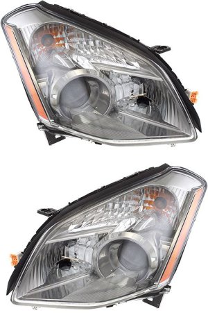 Headlight Assembly for Nissan Maxima 2008, Halogen, Left (Driver) and Right (Passenger), Replacement Pair/Set