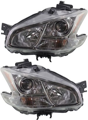 Headlight Assembly for Nissan Maxima 2009-2014, Right (Passenger) and Left (Driver), HID/Xenon, Includes HID Pair/Set - Clear Lens Replacement