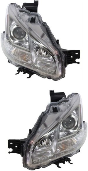 Headlight Assembly Pair/Set for Nissan Maxima 2011-2014, Right (Passenger) and Left (Driver), HID/Xenon, with HID Pair/Set, Smoked Lens, Replacement