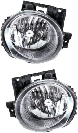 Headlight Assembly Pair/Set for Nissan Juke 2011-2014, Right (Passenger) and Left (Driver), Halogen Replacement