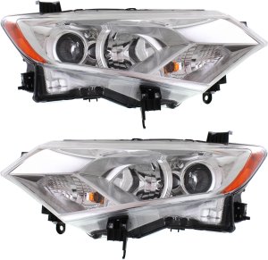 Headlight Assembly Pair/Set for Nissan Quest 2012-2017, Right (Passenger) and Left (Driver), Halogen, Up To 4-12, Replacement