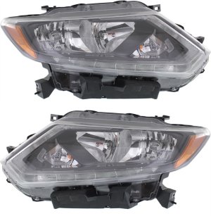 Headlight Assembly for Nissan Rogue 2014-2016, Right (Passenger) and Left (Driver), Halogen, Replacement Pair/Set