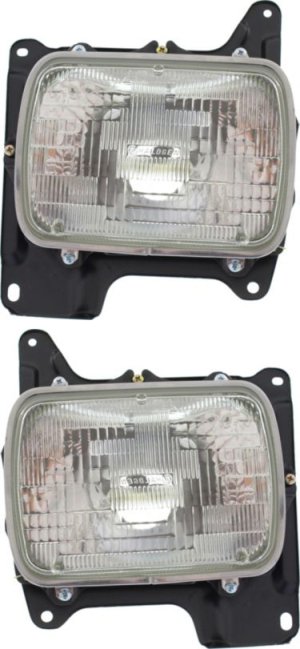 Pair/Set - Headlight Assembly for 1986-1994 Nissan D21, 1995-1997 Pickup, Right (Passenger) and Left (Driver), Sealed Beam Type, Halogen Replacement