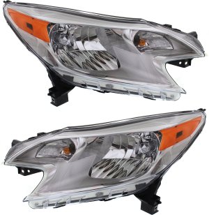 Pair/Set - Headlight Assembly for Nissan Versa Note 2014-2016, Right (Passenger) and Left (Driver), Halogen, Excludes SR Model, Replacement