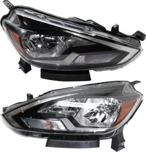 Headlight Assembly Pair/Set for 2016-2019 Nissan Sentra S/FE+ S /SV Model, Halogen, Right (Passenger) and Left (Driver), Replacement