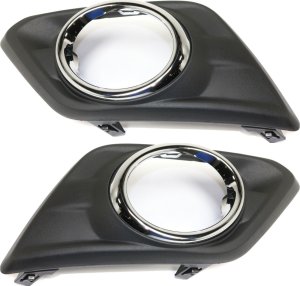 Front Fog Light Molding Pair/Set for Nissan Rogue 2014-2016, Right (Passenger) and Left (Driver), Textured Black Replacement