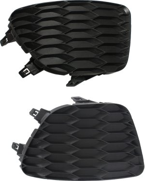 Front Fog Light Cover Pair/Set for Nissan Sentra 2013-2015, Right (Passenger) and Left (Driver), Textured Black, Compatible with Sport Type Bumper Replacement