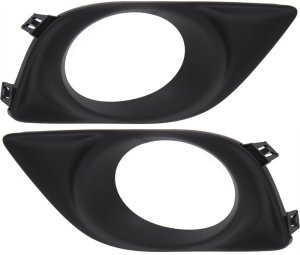 Front Fog Light Molding Pair/Set for Nissan Versa Sedan 2012-2014, Right (Passenger) and Left (Driver), Textured Black Replacement