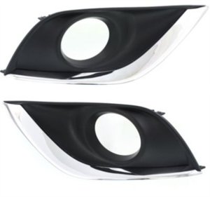 Front Fog Light Molding Pair/Set for 2015-2018 Nissan Versa Sedan, Right (Passenger) and Left (Driver), Textured/Chrome, Replacement