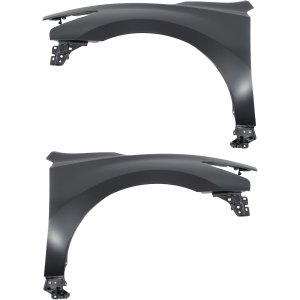 Front Fender Pair/Set for 2013-2015 Nissan Altima Sedan, Right (Passenger) and Left (Driver), Primed (Ready to Paint), Steel, Without Side Light Hole, Replacement