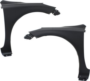 Front Fender Primed (Ready to Paint), Steel, Pair/Set for Nissan Versa Sedan 2012-2019, No Side Light Hole, Right (Passenger) and Left (Driver), Replacement
