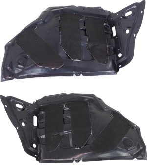 Front Fender Liner Pair/Set for Nissan Quest 2011-2017, Right (Passenger) and Left (Driver) Front Section with Insulation Foam, Replacement